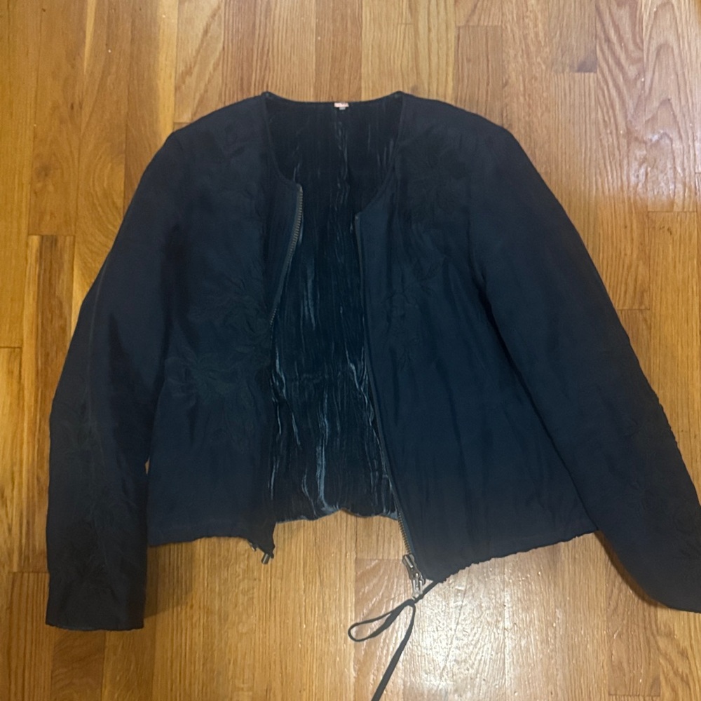 Free people teal bomber jacket